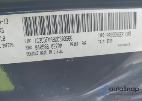 2013 Dodge Dart Se from USA, damaged, VIN 1C3CDFAA9DD303566